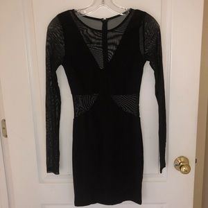 Cut out Sheer black mini dress